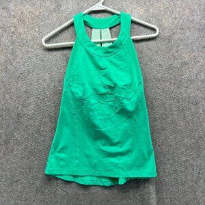 Lululemon No Limits Tank Top Women 0 Green Built-In Bra Open Back Athletic
